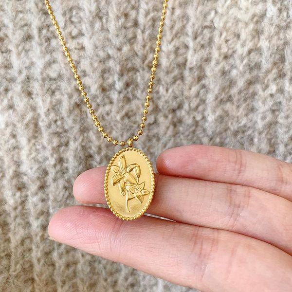 316 l titanium steel 18 k gold plated greenish lily flower pendant necklace woman jewelry fashion accessory never fade necklaces, Silver
316 l titanium steel 18 k gold plated greenish lily flower pendant necklace woman jewelry fashion accessory never fade necklaces, Silver
