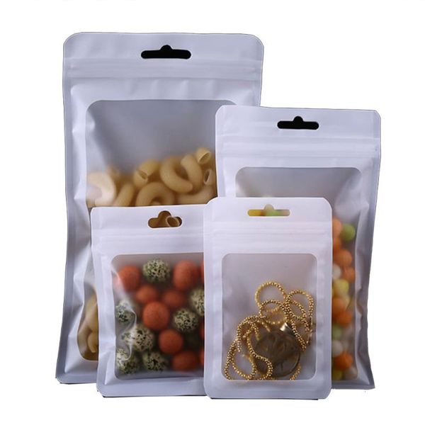 storage bags 100pcs white aluminum foil matte clear window resealable packaging bag with hang hole zipper bean crafts package
storage bags 100pcs white aluminum foil matte clear window resealable packaging bag with hang hole zipper bean crafts package