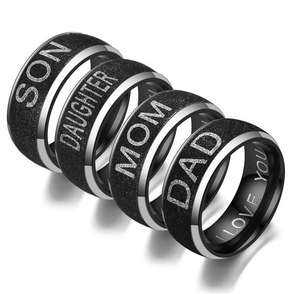 black stainless steel love you mom son daughter ring women mens band rings fashion jewelry gift, Silver
black stainless steel love you mom son daughter ring women mens band rings fashion jewelry gift, Silver