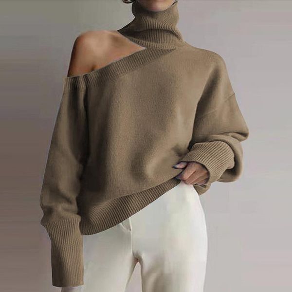 women's sweaters knit strapless turtleneck sweater long sleeve leopard print female 2021 autumn winter lady knitwear jumper, White;black
women's sweaters knit strapless turtleneck sweater long sleeve leopard print female 2021 autumn winter lady knitwear jumper, White;black