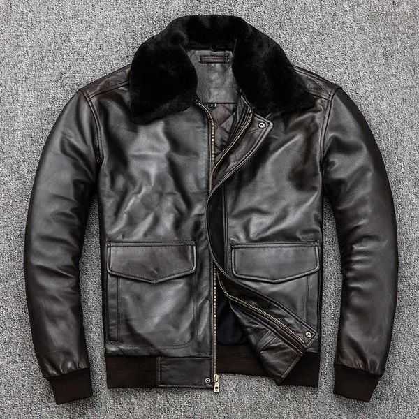 men's leather & faux plus cotton thick genuine jacket men fur collar g1 flight suit bomber sheepskin winter coat, Black
men's leather & faux plus cotton thick genuine jacket men fur collar g1 flight suit bomber sheepskin winter coat, Black