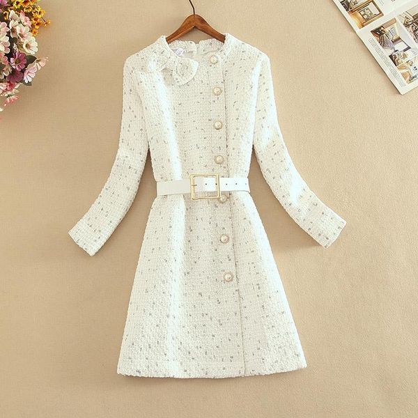autumn winter women's elegant bow collar tweed dress long-sleeved button ol woolen fashion plaid vestoidos casual dresses, Black;gray
autumn winter women's elegant bow collar tweed dress long-sleeved button ol woolen fashion plaid vestoidos casual dresses, Black;gray
