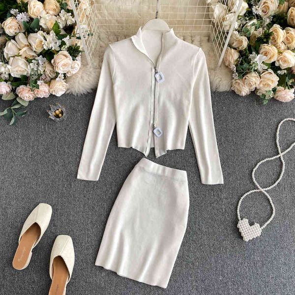 women design korean zipper long sleeve slim +high waist bodycon pencil skirt autumn winter new two pieces set 210419, White
women design korean zipper long sleeve slim +high waist bodycon pencil skirt autumn winter new two pieces set 210419, White