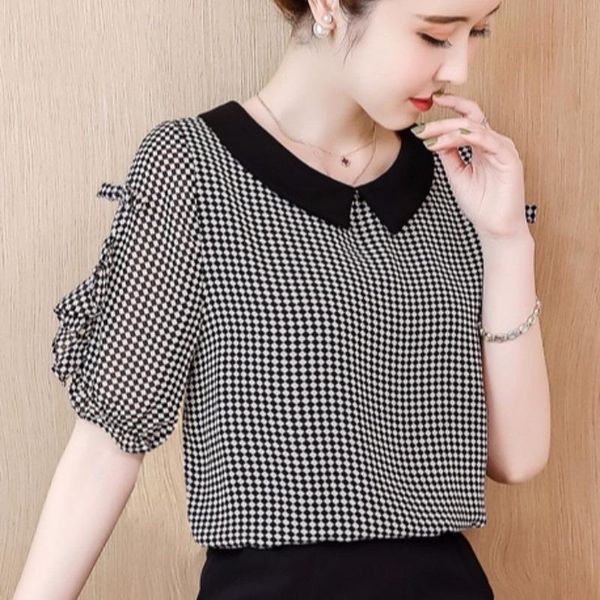 women's blouses & shirts printed chiffon shirt short-sleeved 2021 fashion summer korean version of all-match foreign style doll collar, White
women's blouses & shirts printed chiffon shirt short-sleeved 2021 fashion summer korean version of all-match foreign style doll collar, White