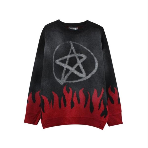 men's sweaters harajuku streetwear five-pointed star graffiti flame sweater men knitted pullover hip-hop loose casual man warm 2021 w7, White;black
men's sweaters harajuku streetwear five-pointed star graffiti flame sweater men knitted pullover hip-hop loose casual man warm 2021 w7, White;black