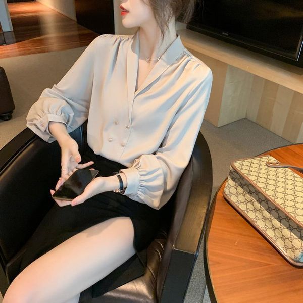 women's blouses & shirts real po 2021 shirt design sense versatile temperament chiffon v-neck long sleeve women, White
women's blouses & shirts real po 2021 shirt design sense versatile temperament chiffon v-neck long sleeve women, White