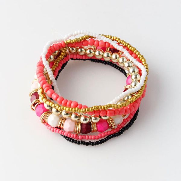 link, chain bohemian ethnic style beaded bracelet multi-layer rice bead mixed color stretch, Black
link, chain bohemian ethnic style beaded bracelet multi-layer rice bead mixed color stretch, Black