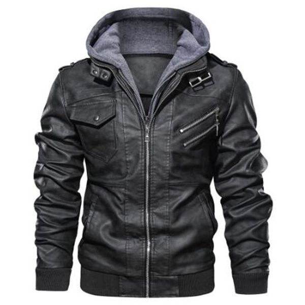 Spring and autumn European and sports men's motorcycle hooded leather jacket with high-quality stand-up collar, comfortable, windproof, Black
Spring and autumn European and sports men's motorcycle hooded leather jacket with high-quality stand-up collar, comfortable, windproof, Black