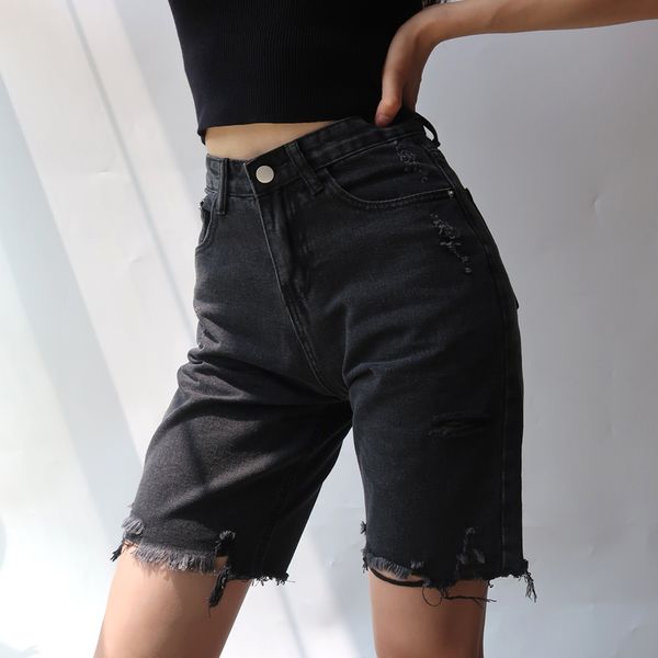 high waist hole tassels slim cyclist bermuda jeans summer straight casual fashion women denim shorts zipper 2021, White;black
high waist hole tassels slim cyclist bermuda jeans summer straight casual fashion women denim shorts zipper 2021, White;black