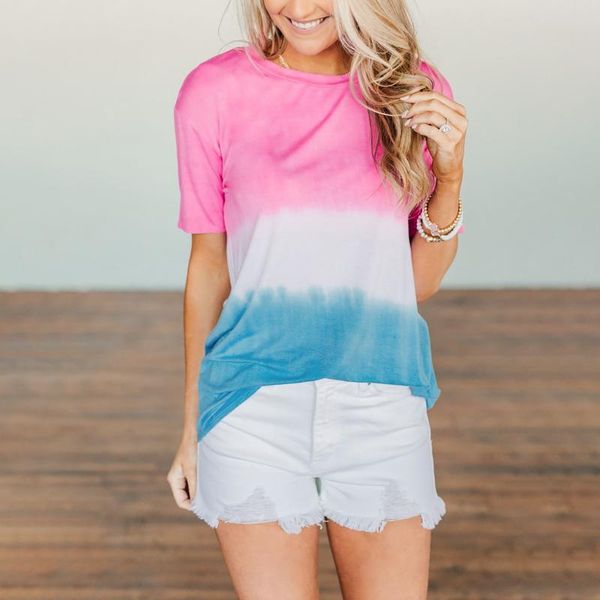 women's t-shirt gradient tie-dye t-shirts fashion hundred o-neck oversized casual loose short sleeve ropa mujer, White
women's t-shirt gradient tie-dye t-shirts fashion hundred o-neck oversized casual loose short sleeve ropa mujer, White