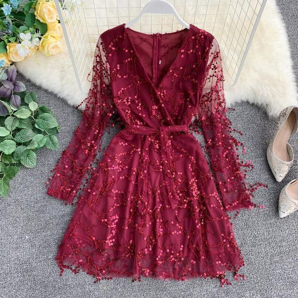 v neck women dress bling sequin tassels bodycon mesh gauze female short letter slim bandage strap zipper ruffles chic, Black;gray
v neck women dress bling sequin tassels bodycon mesh gauze female short letter slim bandage strap zipper ruffles chic, Black;gray