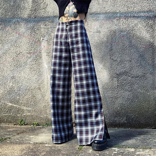 women's pants & capris nclagen streetwear vintage plaid zipper up high waist vogue loose casual side split wide leg trousers full lengt, Black;white
women's pants & capris nclagen streetwear vintage plaid zipper up high waist vogue loose casual side split wide leg trousers full lengt, Black;white