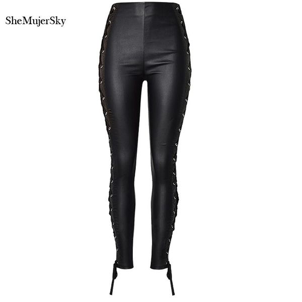 women's pants & capris shemujersky pu leather skinny woman high waist pencil trousers bandage women pant, Black;white
women's pants & capris shemujersky pu leather skinny woman high waist pencil trousers bandage women pant, Black;white