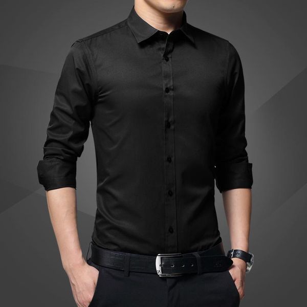 long sleeve solid color slim men shirt brand fashion design red male clothing fit business shirts plus size 5xl men's casual, White;black
long sleeve solid color slim men shirt brand fashion design red male clothing fit business shirts plus size 5xl men's casual, White;black