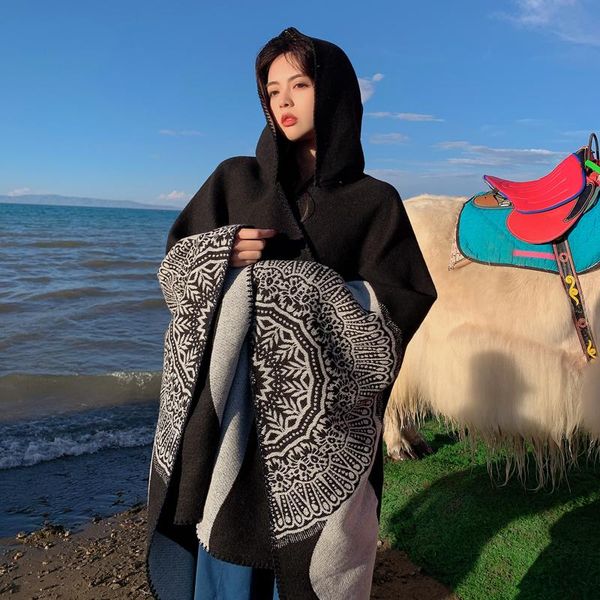 scarves chinese style thick shawl 2021 autumn and winter travel warm retro scarf cloak women wild fashion, Blue;gray
scarves chinese style thick shawl 2021 autumn and winter travel warm retro scarf cloak women wild fashion, Blue;gray