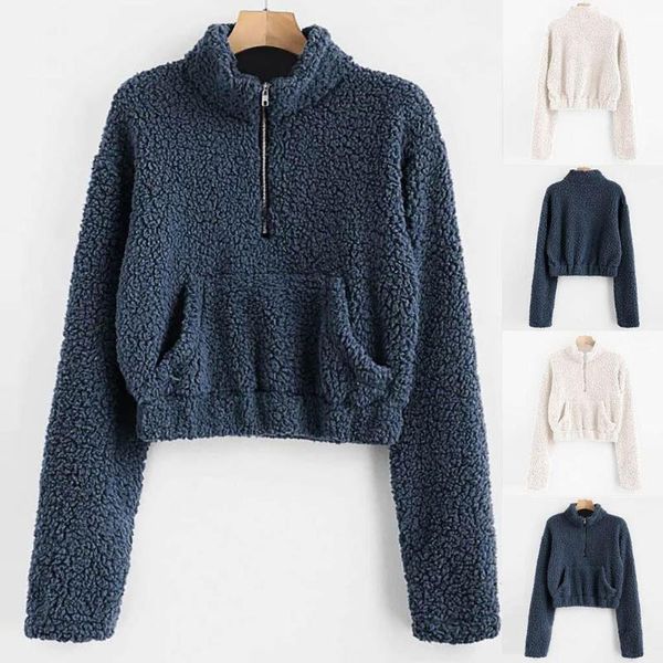 women's hoodies & sweatshirts women solid color turtleneck sweatshirt winter pocket zipper loose pullovers faux fur short crop, Black
women's hoodies & sweatshirts women solid color turtleneck sweatshirt winter pocket zipper loose pullovers faux fur short crop, Black