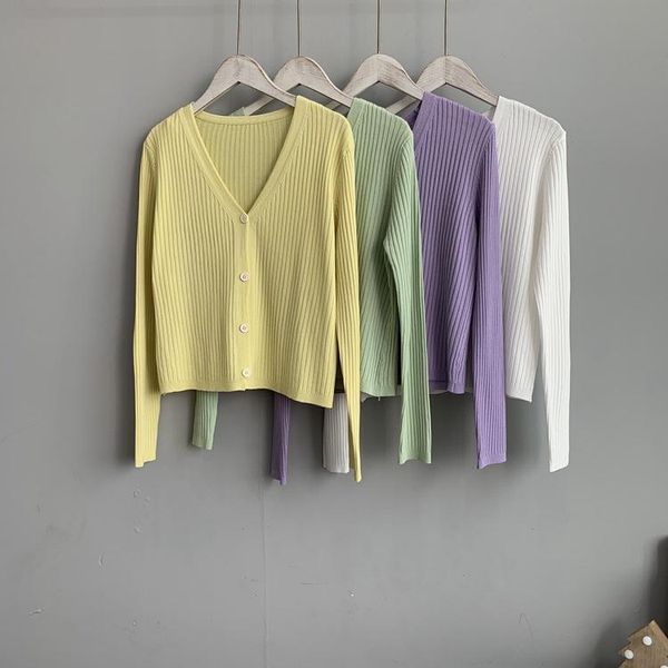 women's knits & tees 2021 women fashion v-neck single-breasted knit sun protection shirt thin cardigan my210815, White
women's knits & tees 2021 women fashion v-neck single-breasted knit sun protection shirt thin cardigan my210815, White