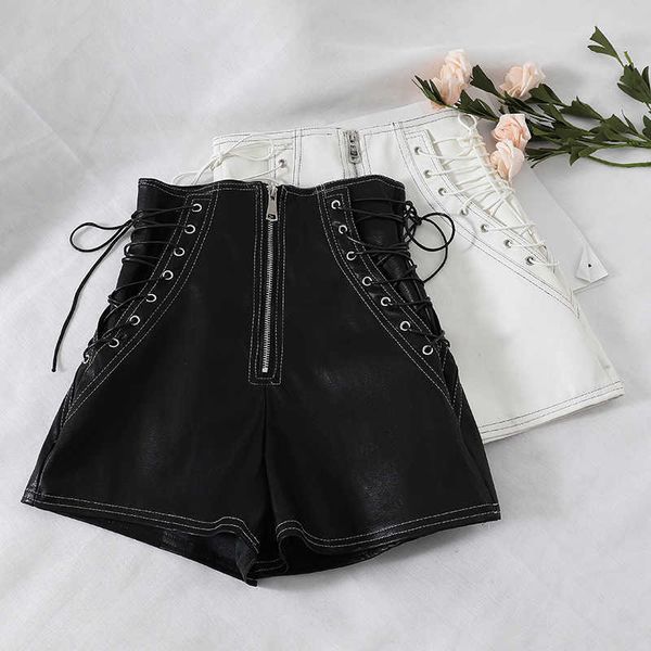 anself autumn winter women faux pu shorts lace-up bandage high waist fake leather solid slim feminino 210601, White;black
anself autumn winter women faux pu shorts lace-up bandage high waist fake leather solid slim feminino 210601, White;black