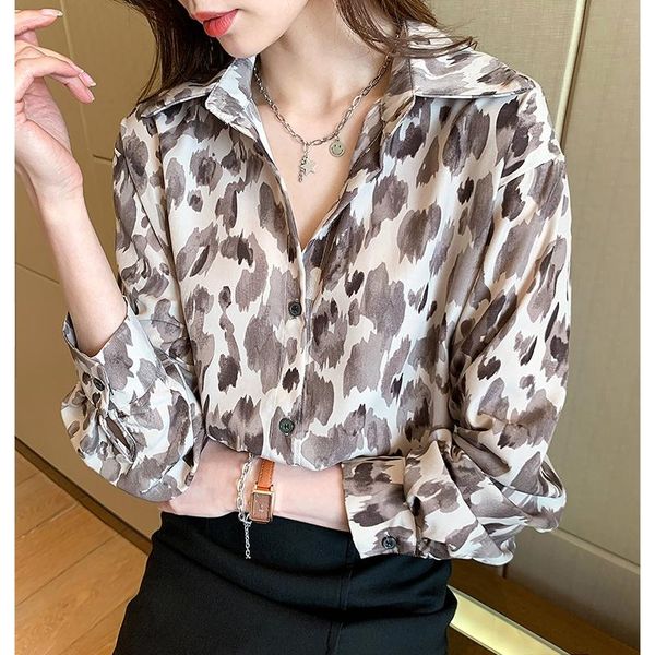 women's blouses & shirts women korean spring print vintage casual button up fashion clothes chiffon streetwear long sleeve blouse plus, White
women's blouses & shirts women korean spring print vintage casual button up fashion clothes chiffon streetwear long sleeve blouse plus, White
