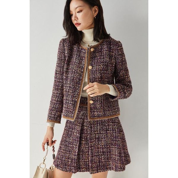 women's jackets bright silk short coat female round neck small fragrant wind skirt two-piece autumn winter style elegant purple, Black;brown
women's jackets bright silk short coat female round neck small fragrant wind skirt two-piece autumn winter style elegant purple, Black;brown
