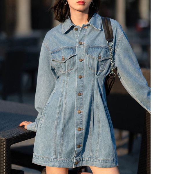 autumn women denim deress long sleeve vintage single breasted casual jeans dress 210415, Black;gray
autumn women denim deress long sleeve vintage single breasted casual jeans dress 210415, Black;gray