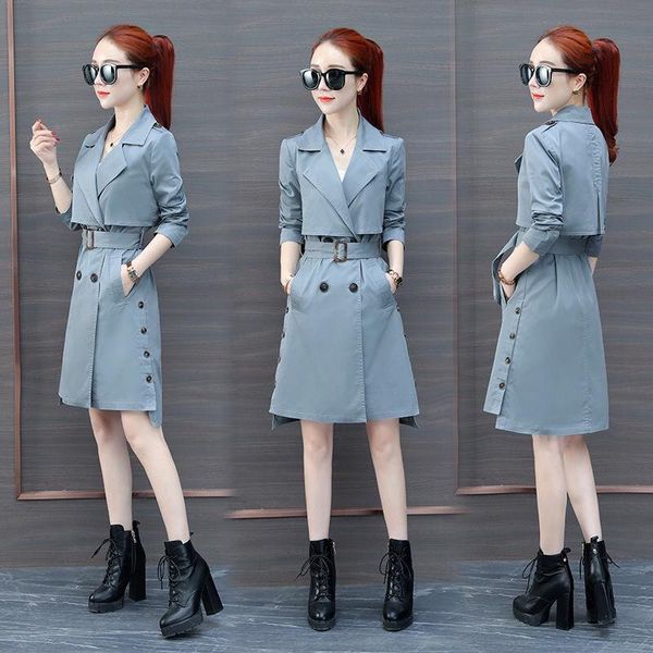 women's trench coats 2021 fashion double breasted mid-long coat women khaki slim belt cloak mujer windbreaker female abrigos, Tan;black
women's trench coats 2021 fashion double breasted mid-long coat women khaki slim belt cloak mujer windbreaker female abrigos, Tan;black