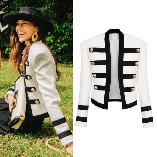 women's jackets coat women s short long sleeve black and white contrast stitching retro striped cardigan, Black;brown
women's jackets coat women s short long sleeve black and white contrast stitching retro striped cardigan, Black;brown