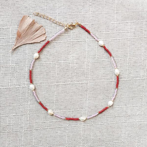 chokers creative red pink rice beads stitching necklace natural freshwater pearl embellishment for women romantic charm neck accessories, Golden;silver
chokers creative red pink rice beads stitching necklace natural freshwater pearl embellishment for women romantic charm neck accessories, Golden;silver