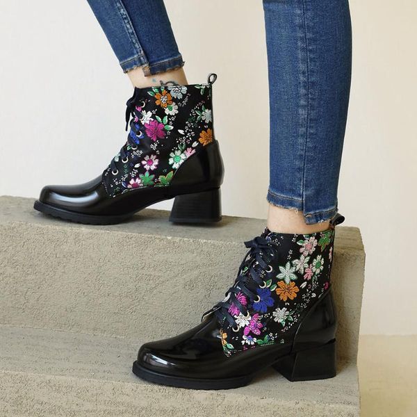 boots bonjomarisa brand fashion platfrom chunky floral women's lace up casual leisure embroidery patchwork ladies shoes, Black
boots bonjomarisa brand fashion platfrom chunky floral women's lace up casual leisure embroidery patchwork ladies shoes, Black