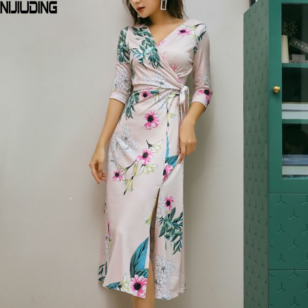 women office lady dresses half sleeve v-neck party woman high waist floral printted lace up vestidos 210514, Black;gray
women office lady dresses half sleeve v-neck party woman high waist floral printted lace up vestidos 210514, Black;gray