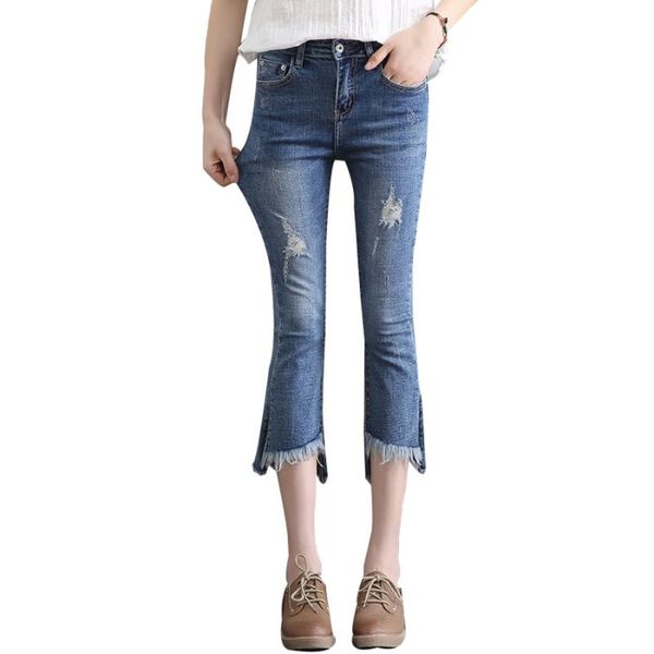 women's jeans 2021 spring summer casual ripped hole flare denim pants women high waist capris for ladies stretch skinny capri, Blue
women's jeans 2021 spring summer casual ripped hole flare denim pants women high waist capris for ladies stretch skinny capri, Blue