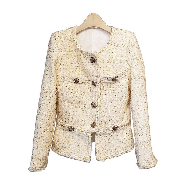 women white black tweed o neck short jacket outwear spring autumn winter long sleeve button vintage elegeant c0234 210514, Black;brown
women white black tweed o neck short jacket outwear spring autumn winter long sleeve button vintage elegeant c0234 210514, Black;brown