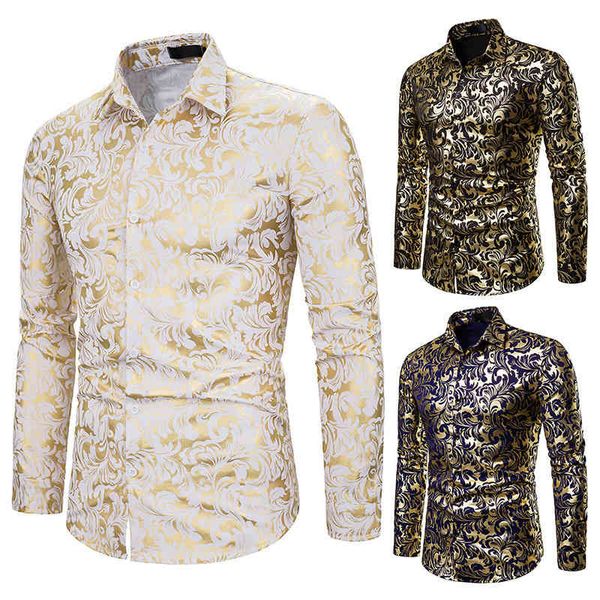 men's shirts autumn and winter 2021 caual lapel long leeve with gold tamping printing, White;black
men's shirts autumn and winter 2021 caual lapel long leeve with gold tamping printing, White;black