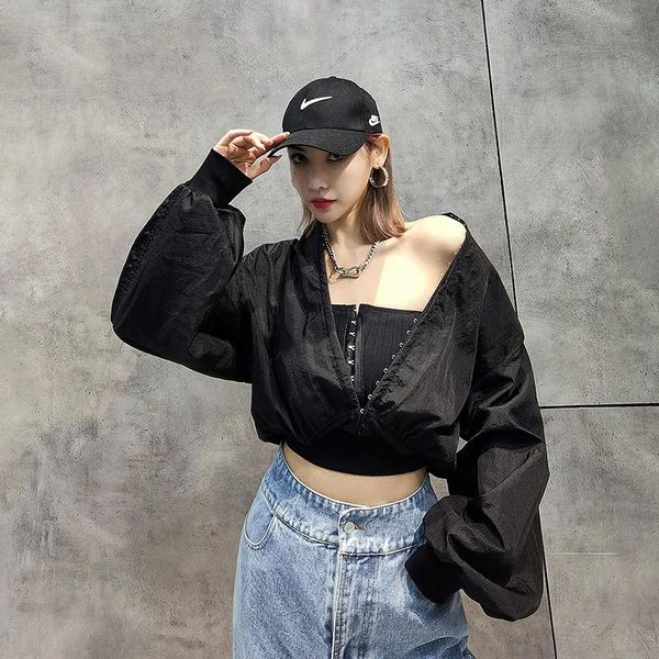 women's jackets 2021 spring summer chic corset women v neck thin coat streetwear high waist bat sleeve splice solid color ladies casual, Black;brown
women's jackets 2021 spring summer chic corset women v neck thin coat streetwear high waist bat sleeve splice solid color ladies casual, Black;brown