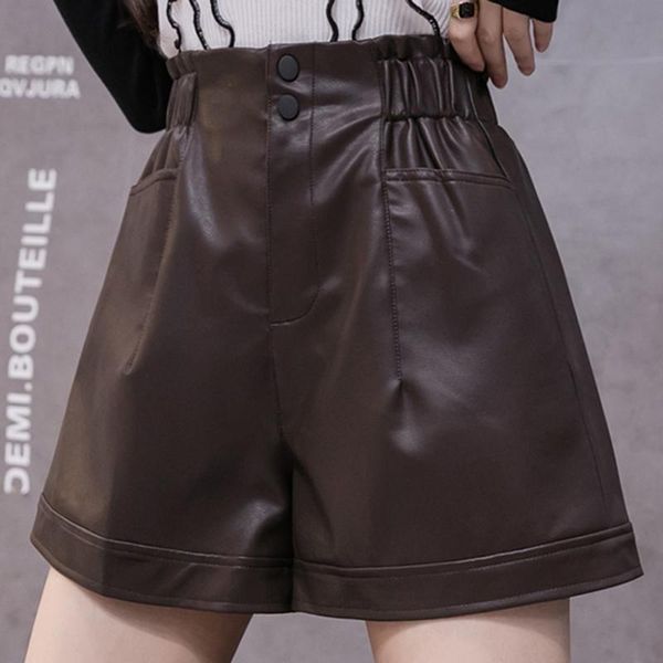 women's shorts female pu leather women 2021 autumn casual clothing winter fashion pockets waist loose femme, White;black
women's shorts female pu leather women 2021 autumn casual clothing winter fashion pockets waist loose femme, White;black