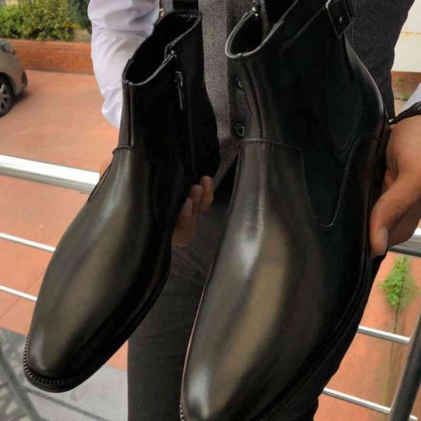 dress shoes clássico preto couro do plutônio fivela ajustável detalhes chelsea boot zÃper lateral negócios vestido botas de alta qualidade h, Black
dress shoes clássico preto couro do plutônio fivela ajustável detalhes chelsea boot zÃper lateral negócios vestido botas de alta qualidade h, Black