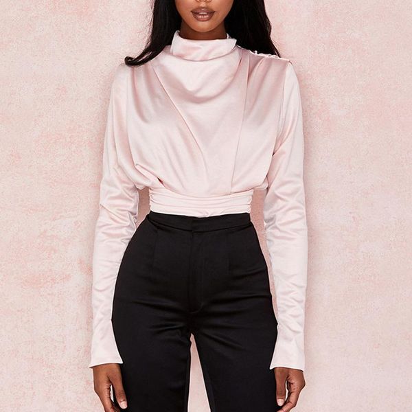 women's jumpsuits & rompers mock neck satin bodysuit women long sleeve solid pink black blouse elegant womens jumpsuit body mujer, Black;white
women's jumpsuits & rompers mock neck satin bodysuit women long sleeve solid pink black blouse elegant womens jumpsuit body mujer, Black;white