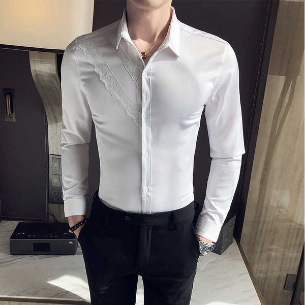 spring lace shirts for men long sleeve casual dress shirt slim fit social party nightclub tuxedo men clothing chemise homme 210527, White;black
spring lace shirts for men long sleeve casual dress shirt slim fit social party nightclub tuxedo men clothing chemise homme 210527, White;black