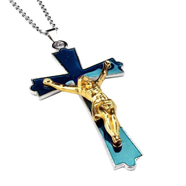 man woman lover mood color change cross jesus pendant necklace temperature control jewelry for wholesale, Silver
man woman lover mood color change cross jesus pendant necklace temperature control jewelry for wholesale, Silver