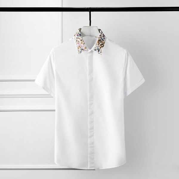 men shirt high density collar and cuff embroidered dress trend short sleeve slim fit party wedding man 4xl men's casual shirts, White;black
men shirt high density collar and cuff embroidered dress trend short sleeve slim fit party wedding man 4xl men's casual shirts, White;black