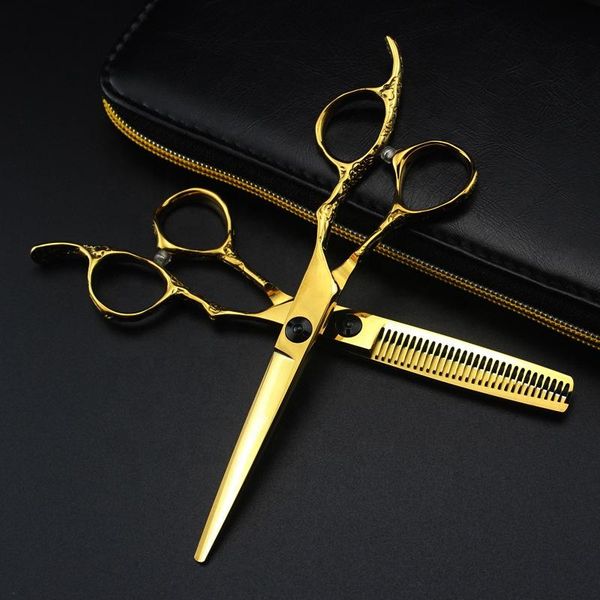 hair scissors 6 inch gold plum blossom handle salon dressing tools