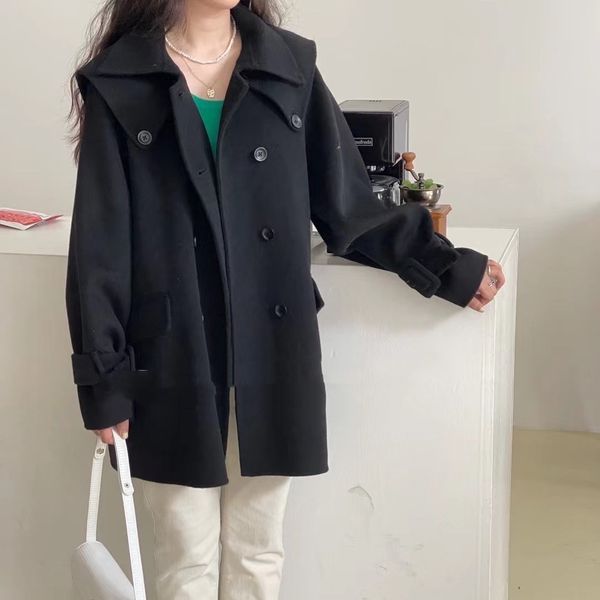 women's jackets double-breasted turn-down collar short female woolen coat with women's pocket casual fashion solid autumn loose ou, Black;brown
women's jackets double-breasted turn-down collar short female woolen coat with women's pocket casual fashion solid autumn loose ou, Black;brown