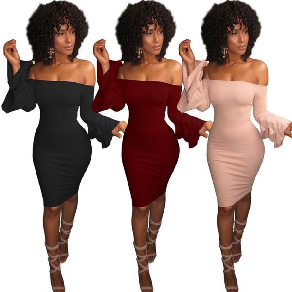 casual dresses ahvit cascading flare sleeve party dress women slash neck backless sheath autumn solid knee length wld0011, Black;gray
casual dresses ahvit cascading flare sleeve party dress women slash neck backless sheath autumn solid knee length wld0011, Black;gray
