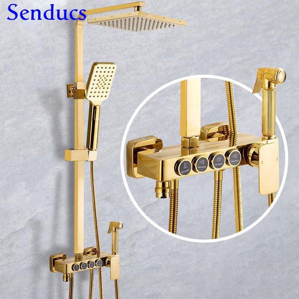 thermostatic gold shower set with square stainless steel head copper brass bathroom faucet inwall cold system sets
thermostatic gold shower set with square stainless steel head copper brass bathroom faucet inwall cold system sets