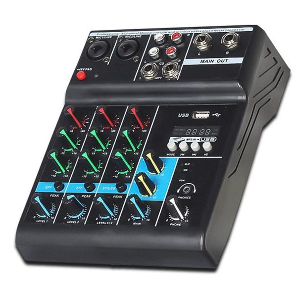 

sound cards professional audio mixer 4 channels bluetooth mixing console for karaoke