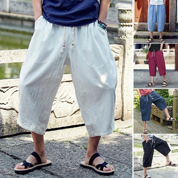 men's pants casual harem men summer loose shorts male wide-legged bloomers breathable cotton linen cropped trousers, Black
men's pants casual harem men summer loose shorts male wide-legged bloomers breathable cotton linen cropped trousers, Black