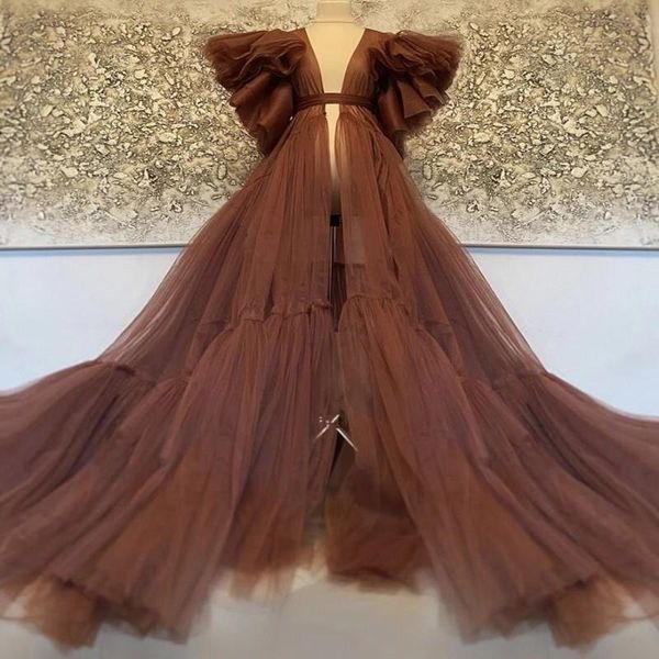 brown chocolate bridal maternity dress for po shoot short sleeve sheer robe tulle front slit robes casual dresses, Black;gray
brown chocolate bridal maternity dress for po shoot short sleeve sheer robe tulle front slit robes casual dresses, Black;gray