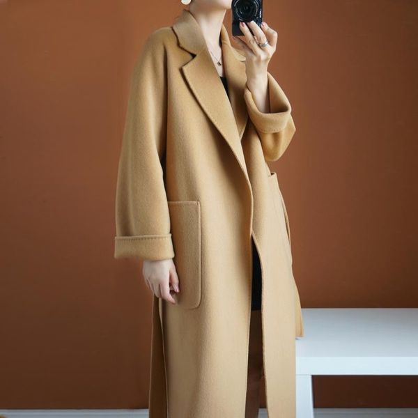 women's wool & blends 2021 autumn and winter double-sided cashmere coat mid-length profile loose thick 100% woolen, Black
women's wool & blends 2021 autumn and winter double-sided cashmere coat mid-length profile loose thick 100% woolen, Black