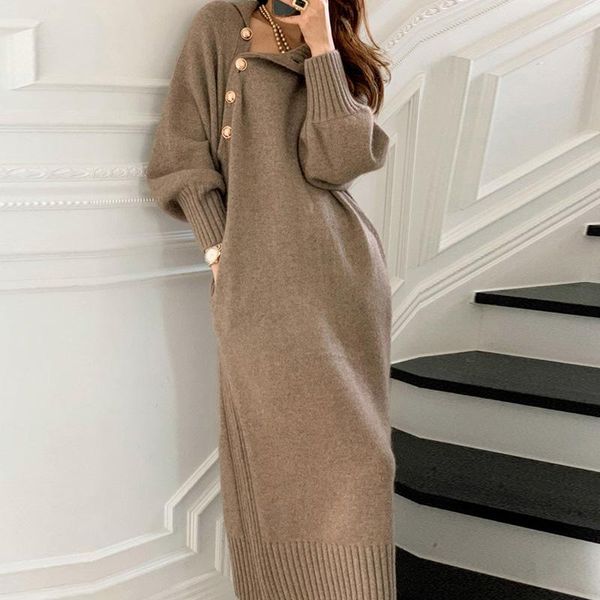 casual dresses winter turtleneck solid knitted sweater dress lady lace-up elegant long high street autumn 2021 warm pullover, Black;gray
casual dresses winter turtleneck solid knitted sweater dress lady lace-up elegant long high street autumn 2021 warm pullover, Black;gray