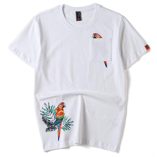 men's t-shirts brand clothing 2021 summer 100%cotton t-shirt male magpie bird embroidery casual short sleeve o-neck t shirt solid, White;black
men's t-shirts brand clothing 2021 summer 100%cotton t-shirt male magpie bird embroidery casual short sleeve o-neck t shirt solid, White;black